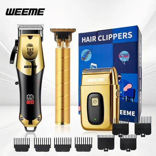 Hair Clipper Set for Men USB Rechargeable – LCD Display Cordless Trimmer, Guide Combs & Cleaning Brushes, Professional Home Haircut Kit