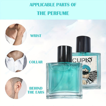 Cologne Spray for Men by CUPID in a 1.7 fl oz Bottle with Turquoise Glass and Boxed Presentation