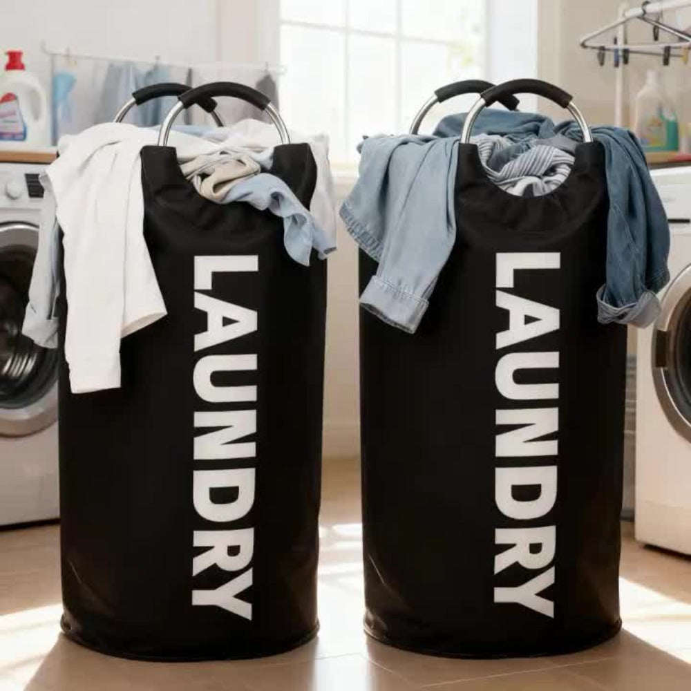 Tall 95L Laundry Basket Set with 14.96 x 31.1-Inch Fabric Bins in Single Gray or Two-Piece Color Options