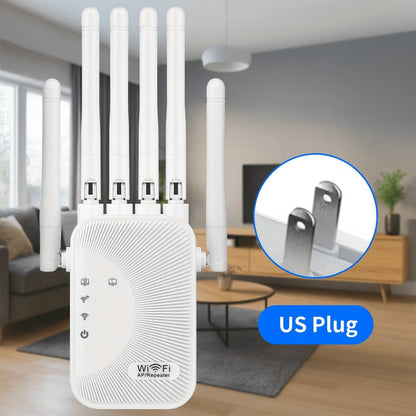 Ourlife WiFi Extender 11000 Sq Ft 6-Antenna 360° - 2.4GHz Signal Enhancer with Ethernet Port, Plug and Play