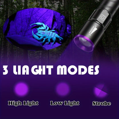 UV Blacklight 2 Pack Rechargeable Portable, Adjustable Brightness & Zoom Ultraviolet Lamp for Home and Salon Manicures