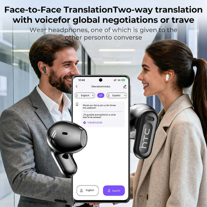 AI Translation Earbuds with Color Touchscreen Charging Case in Black or White and Five Bundle Options