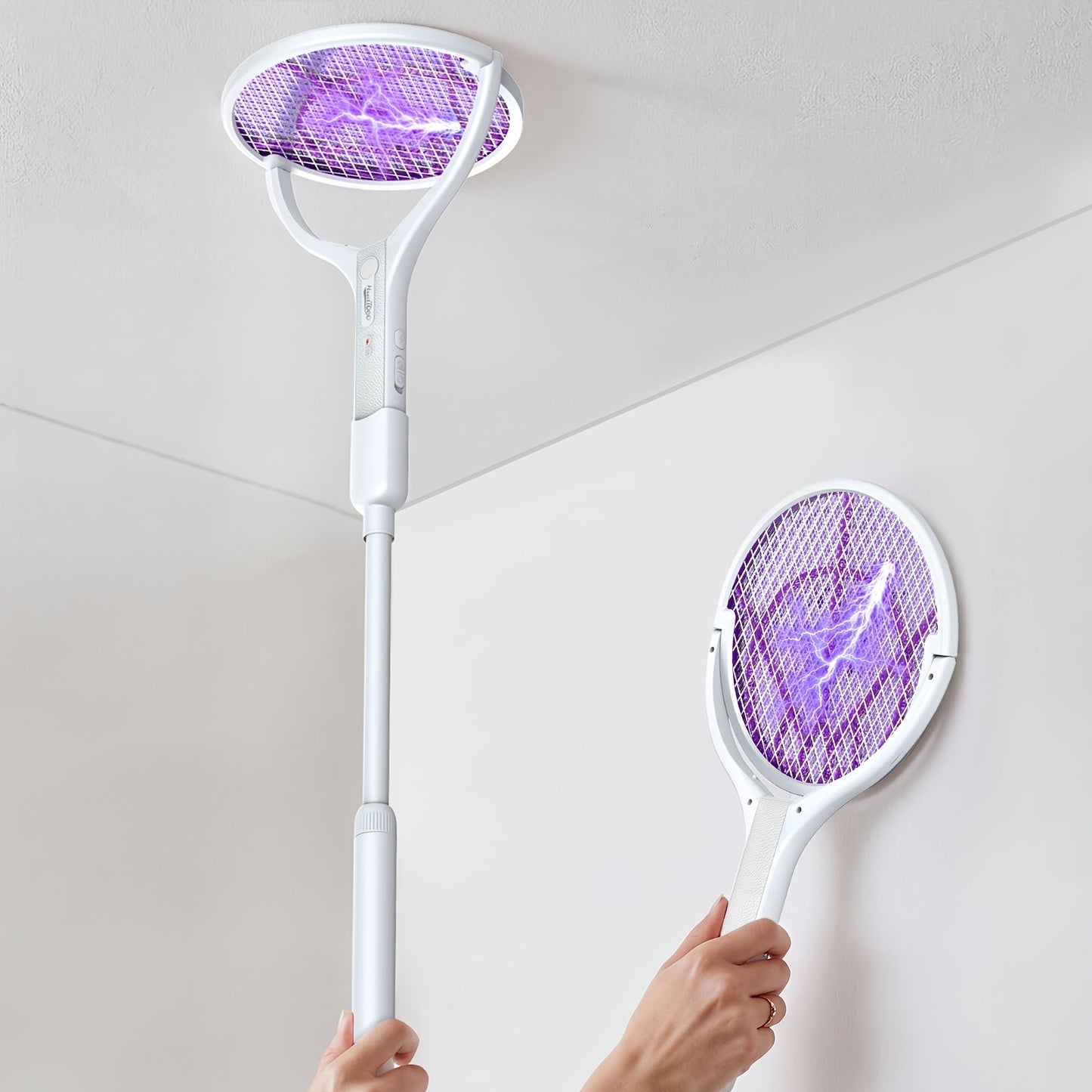 Electric Fly Swatter Racket 4000V, Rechargeable Mosquito Zapper with Auto One-Touch Kill, Detachable Head