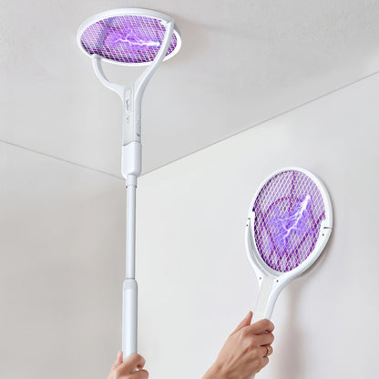 Electric Fly Swatter Racket 4000V, Rechargeable Mosquito Zapper with Auto One-Touch Kill, Detachable Head