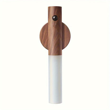 Motion Night Light Rechargeable LED, IPX4 Wood Grain & Walnut Under Cabinet Step Lamp for Staircase