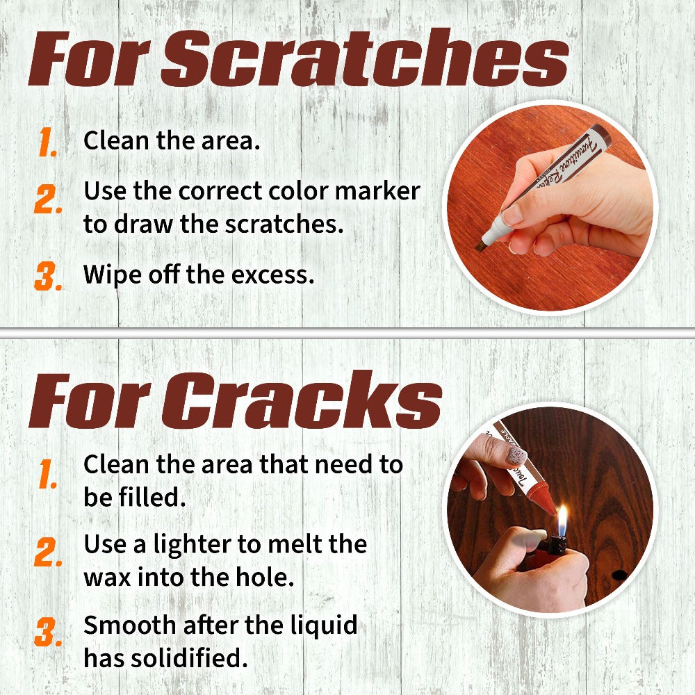 Wood Scratch Kit Furniture Touch Up Markers Scratch Stain Pens for Wood Furniture Tables for Entryways, Bedrooms and Living Spaces