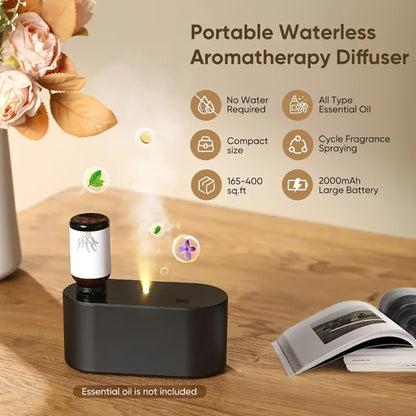 Essential Oil Diffuser Waterless Aroma Diffuser, USB Mini Humidifier, 3 Misting Modes, Color LED Lights