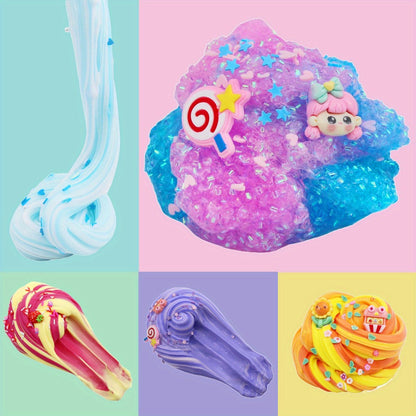 Slime Kit for Girls Boys 12 Cups, Fruit Color Fluffy Slime Making Set with Bull Glue & Mixed Mud