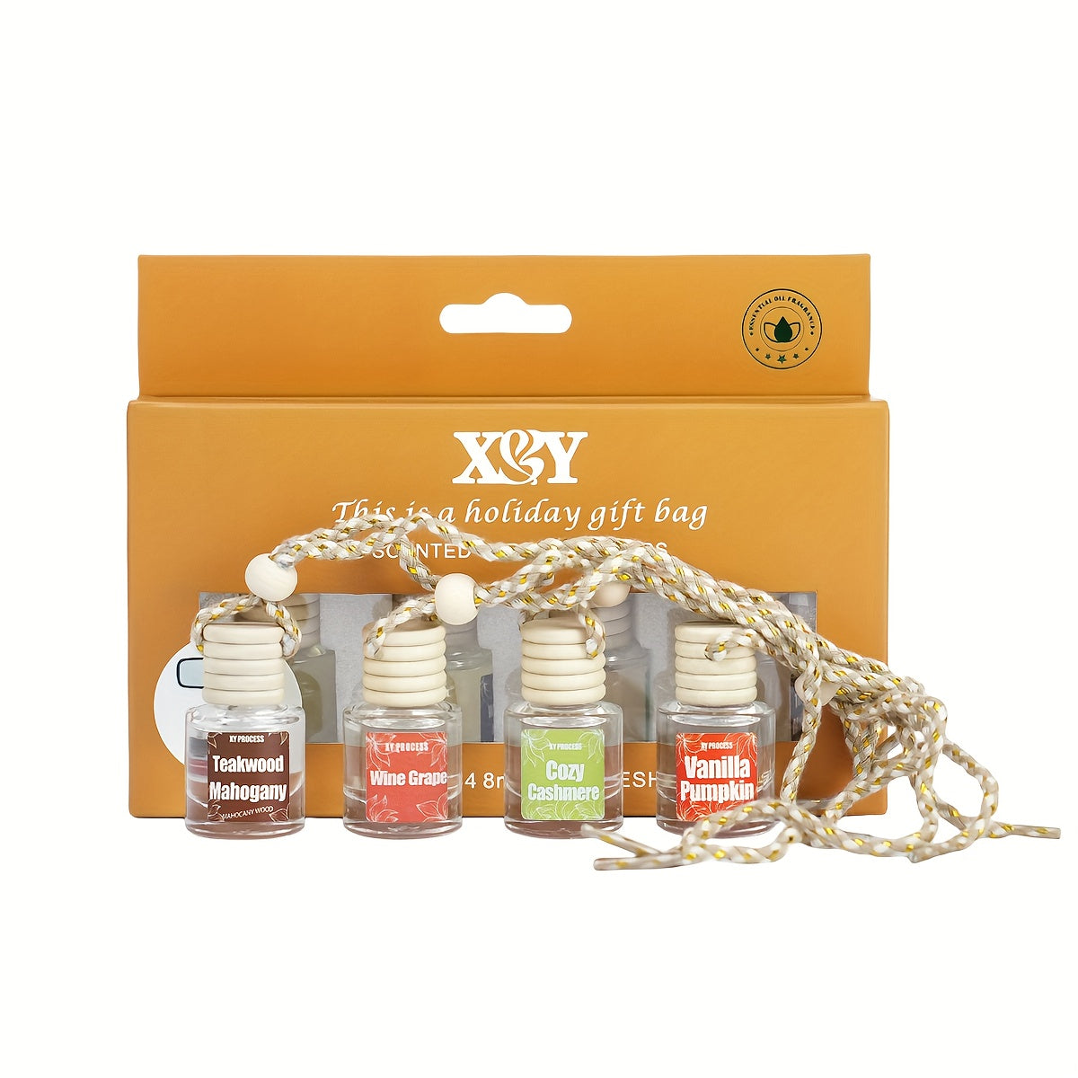 Car Air Freshener X&Y Four-Bottle Hanging Diffuser Gift Set with Eight available Style and Collection Options