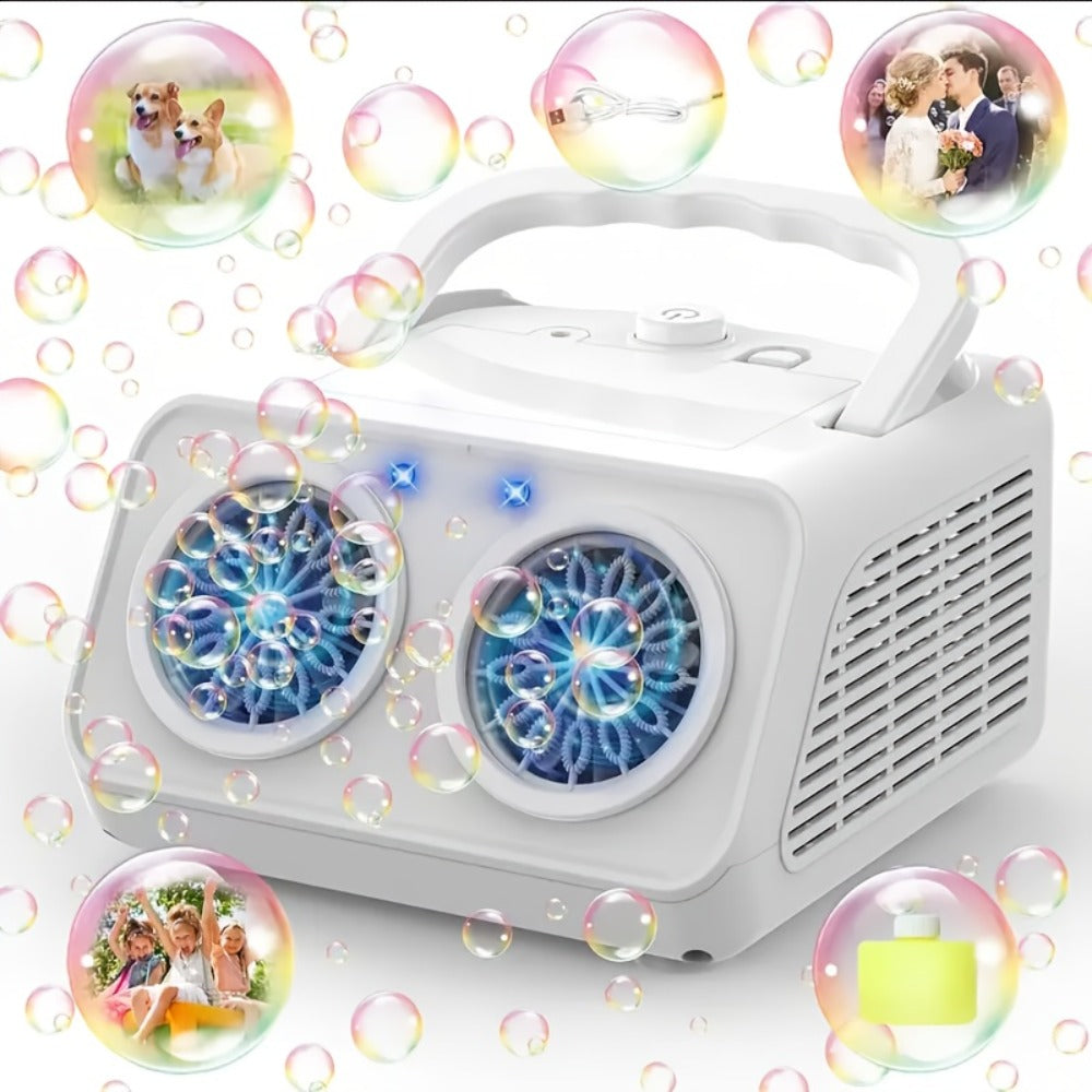 Electric Bubble Maker with 10X Bubble Solution, Dual Fan 20000+ Bubbles Per Minute Machine for Kids