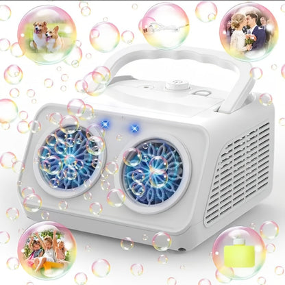 Electric Bubble Maker with 10X Bubble Solution, Dual Fan 20000+ Bubbles Per Minute Machine for Kids
