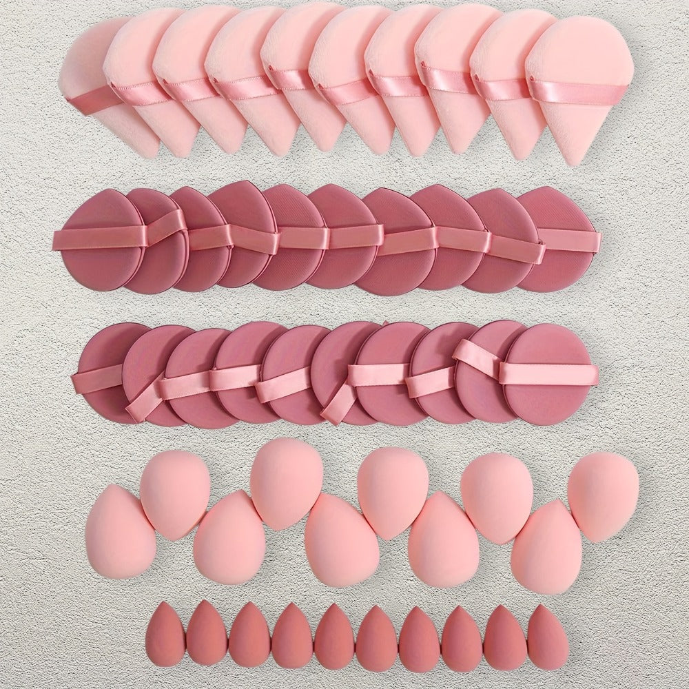 Makeup Sponge & Cushion Puff Set 50Pcs Ultra-Soft Velvet Latex-Free Blending Sponges for Liquid Foundation Concealer BB Cream Wet Dry Use