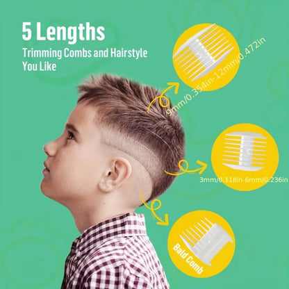 Hair Clipper Vacuum Collection Cordless Trimmer with Type-C Charging, Three Guide Combs and 45-Minute Runtime