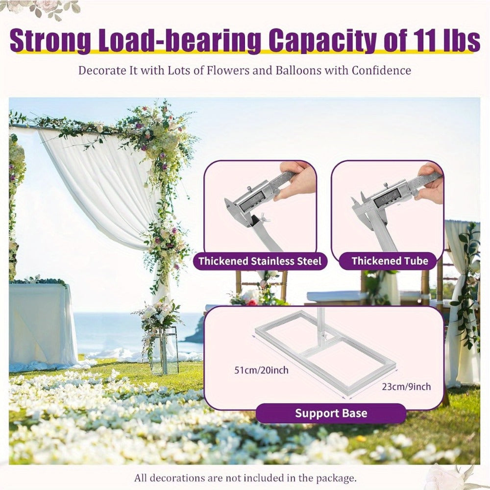 Backdrop Stand 20 x 10-Foot Stainless Pipe-and-Drape Frame with Three Square Bases and 15-Pole Kit