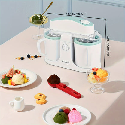 Ice Cream Maker Machine 33.81oz Dual Cup - Homemade Ice Cream, Frozen Yogurt & Fruit Smoothies, Detachable Easy-Clean Design