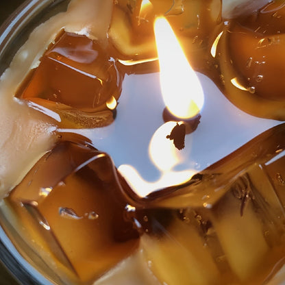 200g Iced Coffee Cup Candle with Clear Glass, Cube Details, Single Wick and Presentation Box