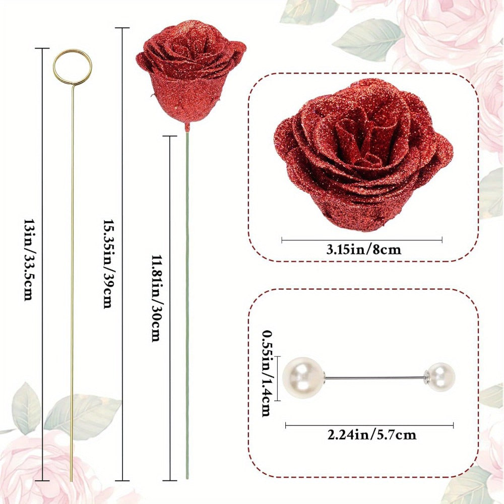 Artificial Flowers Flash-Shine Rose Bouquet in 24 or 36-Piece Sets across Five Color Options