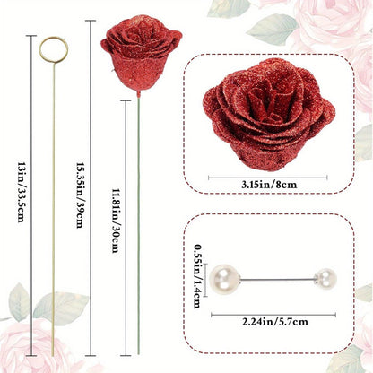 Artificial Flowers Flash-Shine Rose Bouquet in 24 or 36-Piece Sets across Five Color Options