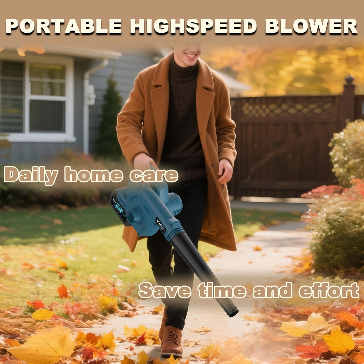 Cordless Leaf Blower, Portable Electric Handheld Blower Lawn Garden Car for Garden, Patio and Yard Use