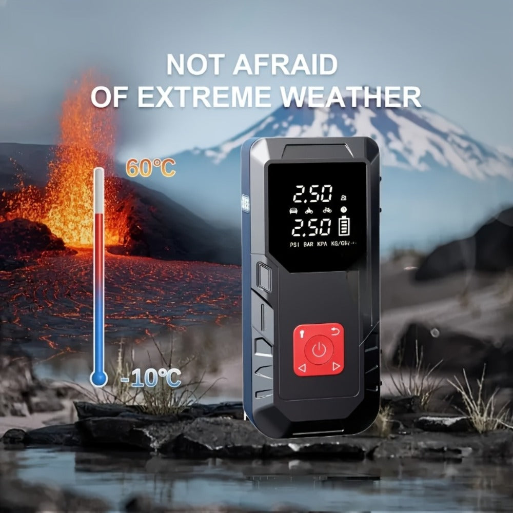 Portable Car Jump Starter 10000A – 9-in-1 Battery Booster with 350PSI Tire Inflator, LED Light, USB-C Fast Charging