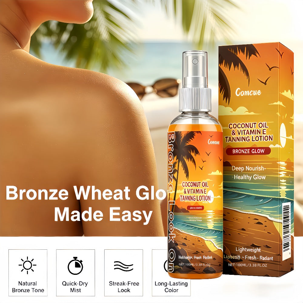 Self Tanning Spray with Coconut Oil 100ml Sunless Tanner for Natural Bronze Glow – Sun-Kissed Complexion Indoor Self Tan Hydrating