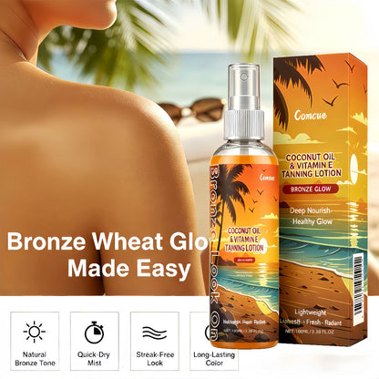 Self Tanning Spray with Coconut Oil 100ml Sunless Tanner for Natural Bronze Glow – Sun-Kissed Complexion Indoor Self Tan Hydrating
