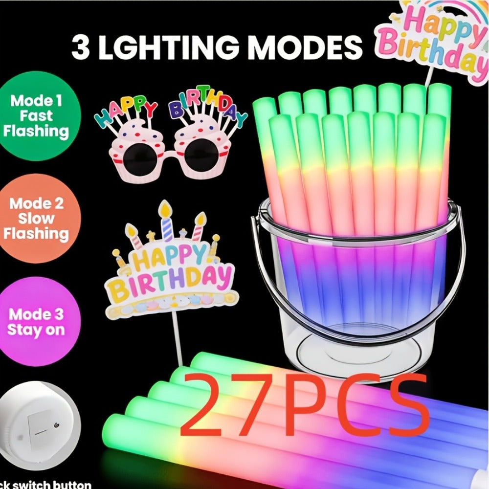 LED Light Up Foam Glow Wands 27/30 Pack with the Listed Color, Size or Set Options for Everyday Use
