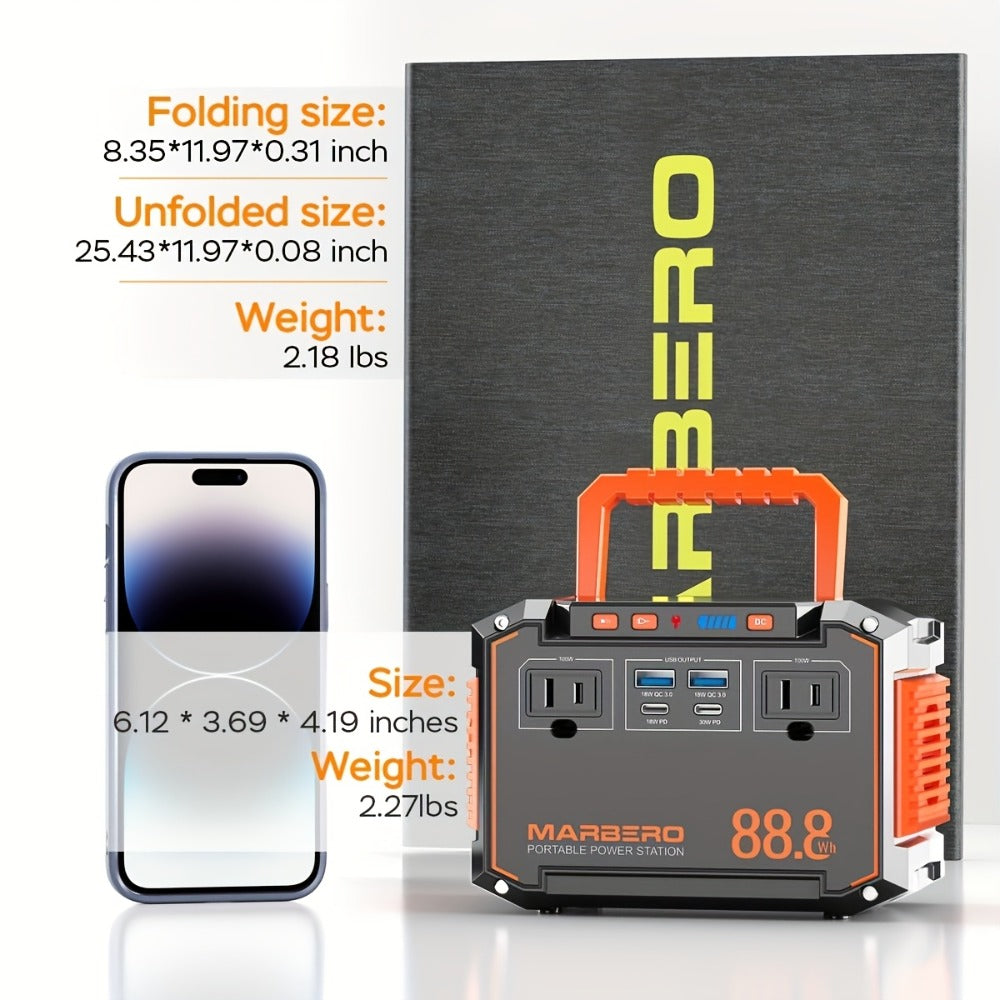 Portable Power Station 88.8Wh, 111Wh or 237Wh with AC, USB-C, USB-A, DC and Solar Panel Options