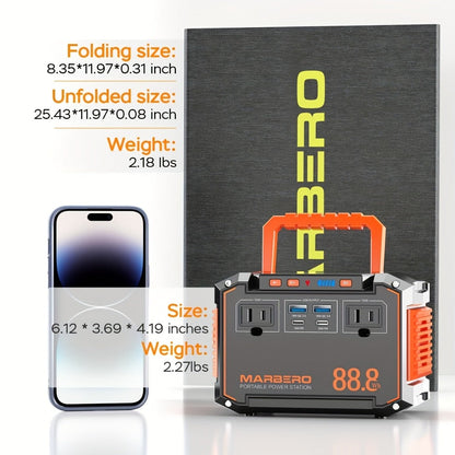 Portable Power Station 88.8Wh, 111Wh or 237Wh with AC, USB-C, USB-A, DC and Solar Panel Options