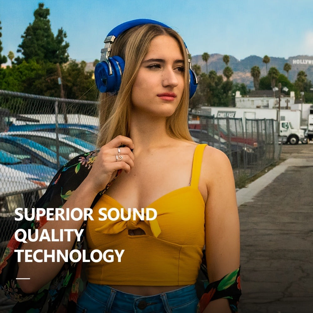 ANC Over-Ear Wireless Headphones Bluetooth 5.2 Deep Bass 45mm Drivers 30 Hours Playtime Dual Microphone Protein Earpads Foldable for Travel