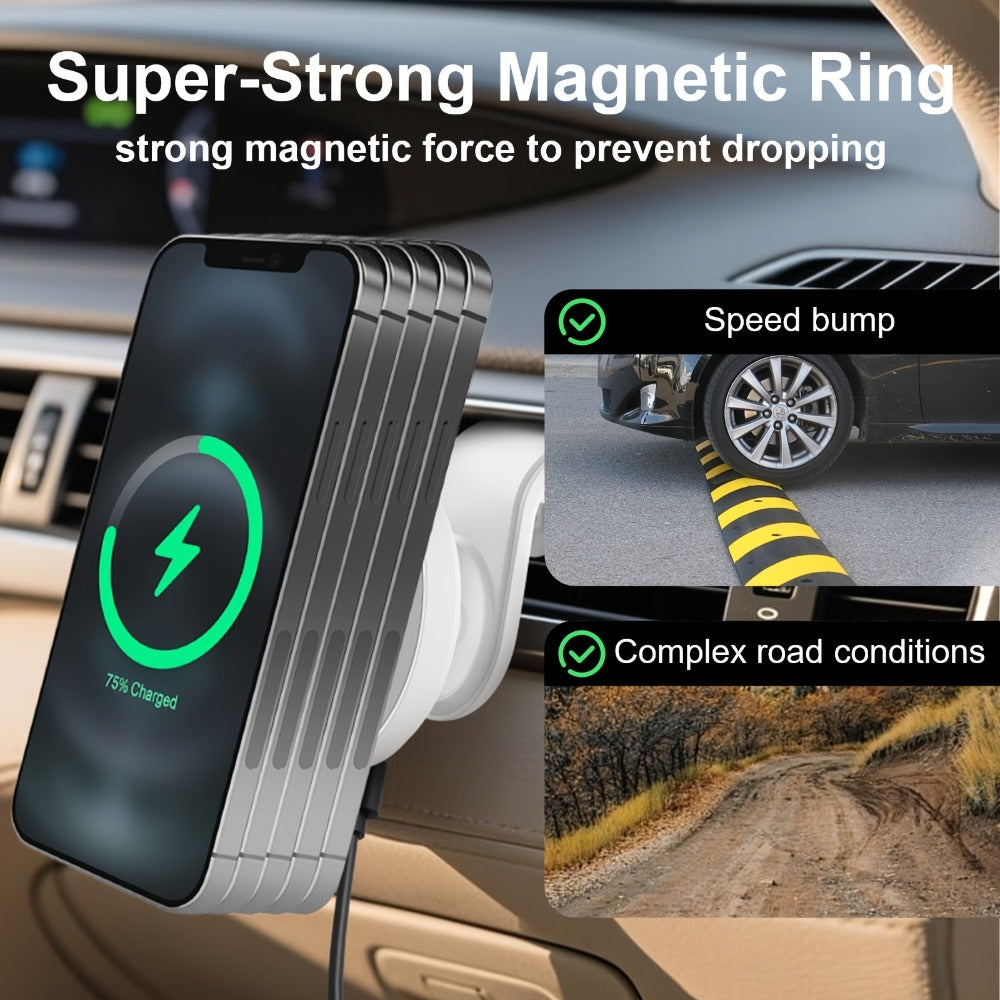 Magnetic Wireless Car Charger Mount 15W 360° Swivel Ball Joint Air Vent Holder for iPhone 17 17 Air 17 Pro Max 16 15 14 13 12 Series