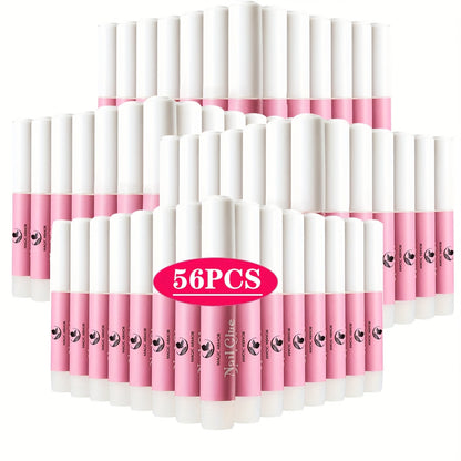 Nail Bonding Gel 56pcs Bulk Pack Strong Instant Adhesive for Press On Nails Acrylic Tips – Fast Dry Long-Lasting Clear Liquid Nail Glue
