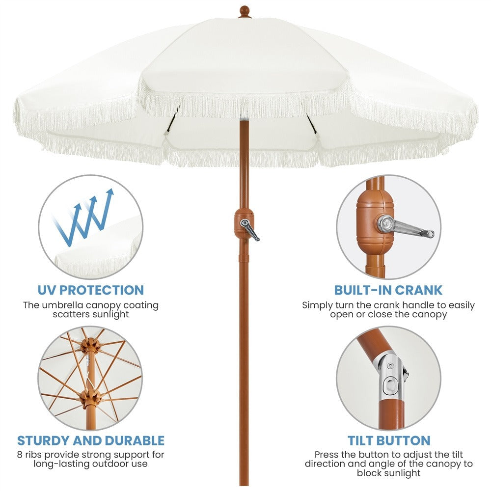 7.5-Foot Patio Umbrella, Backyard Sun Shade for Outdoor Shade and Protection detail image - detail view 14