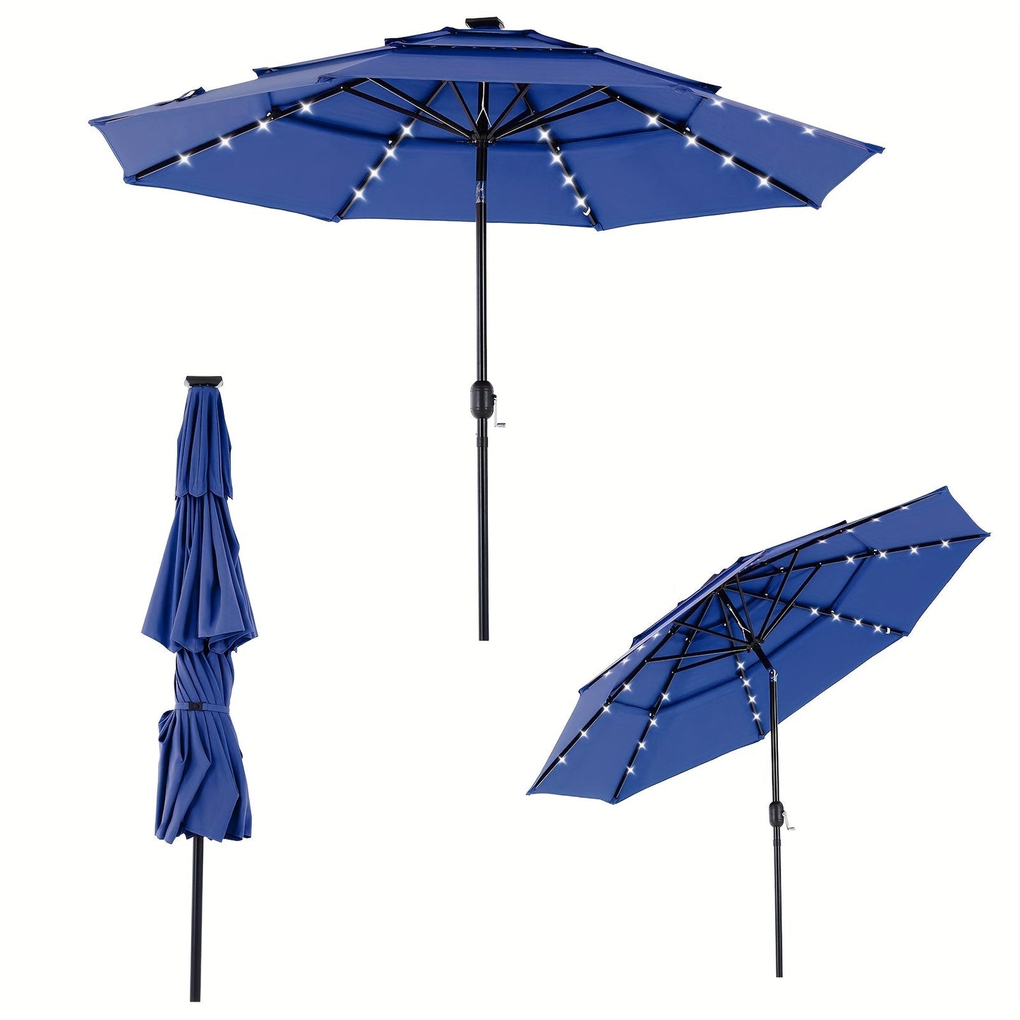 Patio Umbrella shown in the Upgraded LED Blue (10FT) option