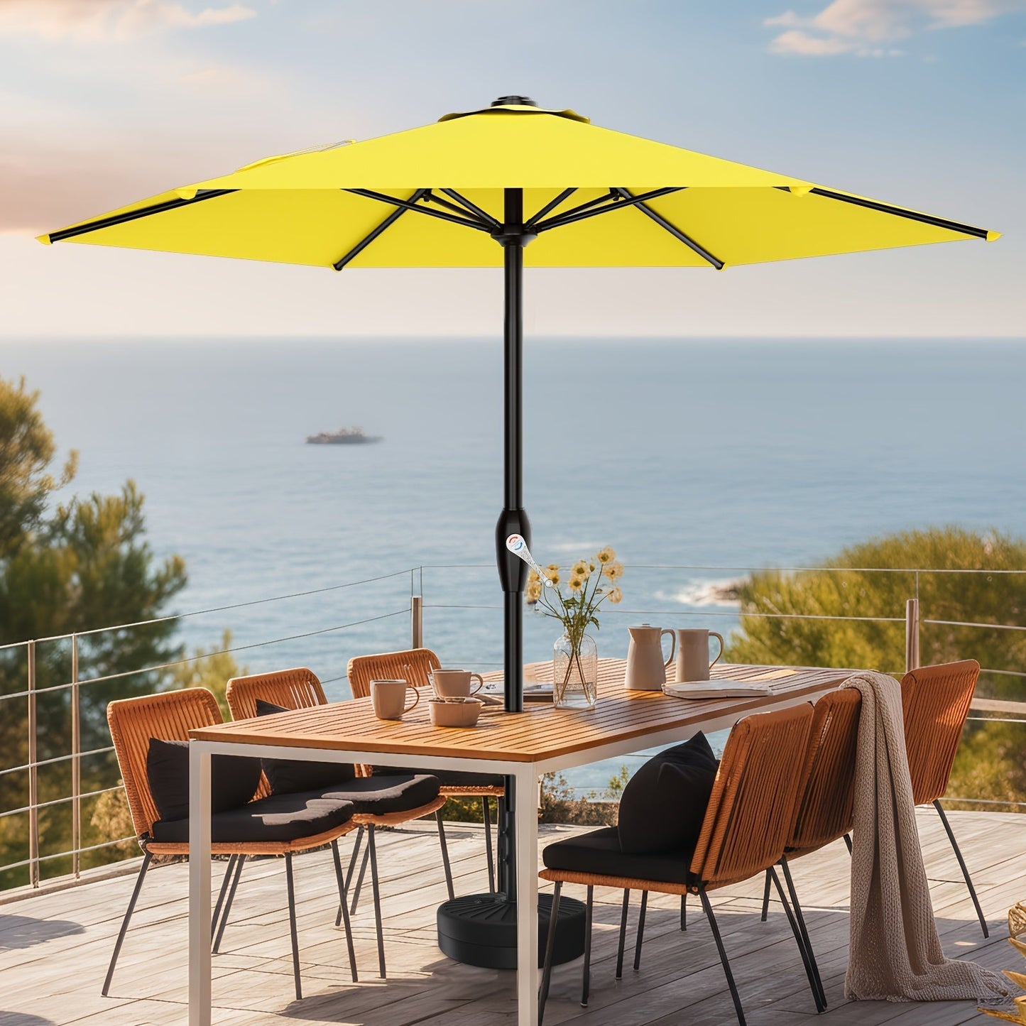 Patio Umbrella shown in the Yellow option