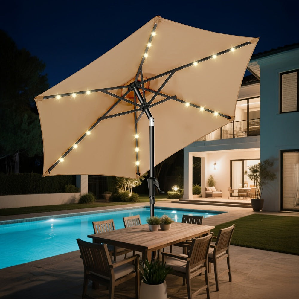 7.5-Foot Solar LED Patio Umbrella with UV Protection for Outdoor Shade and Protection detail image - detail view 3