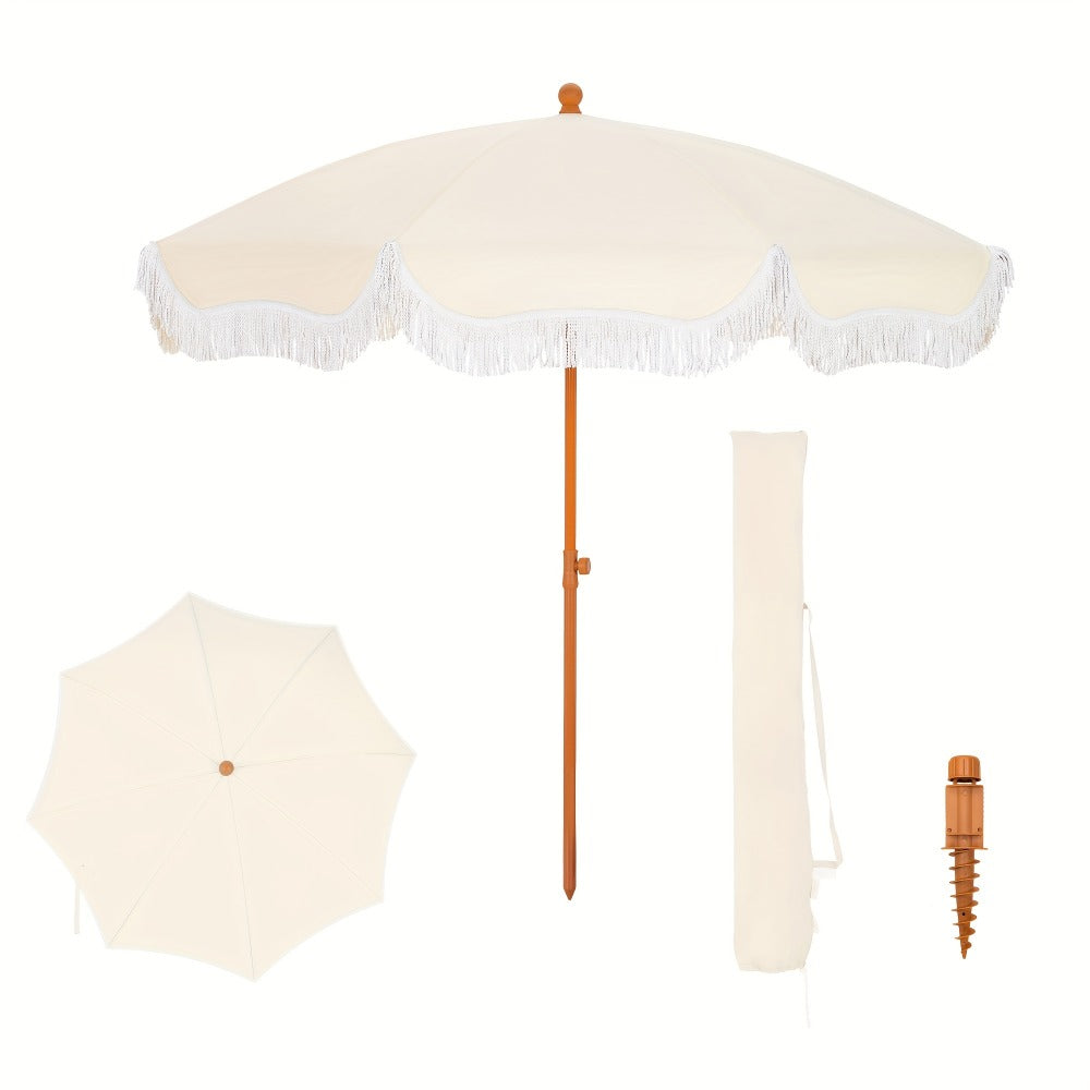 7-Foot Outdoor Umbrella with Carry Bag and UV Protection for Patio detail image - detail view 3