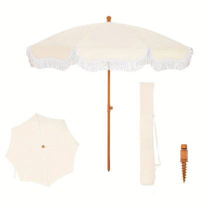 7-Foot Outdoor Umbrella with Carry Bag and UV Protection for Patio detail image - detail view 3