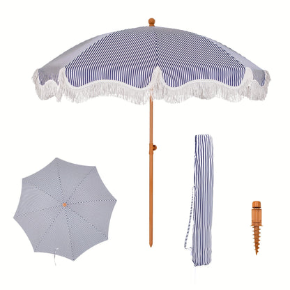 Outdoor Umbrella shown in the Navy-strip option
