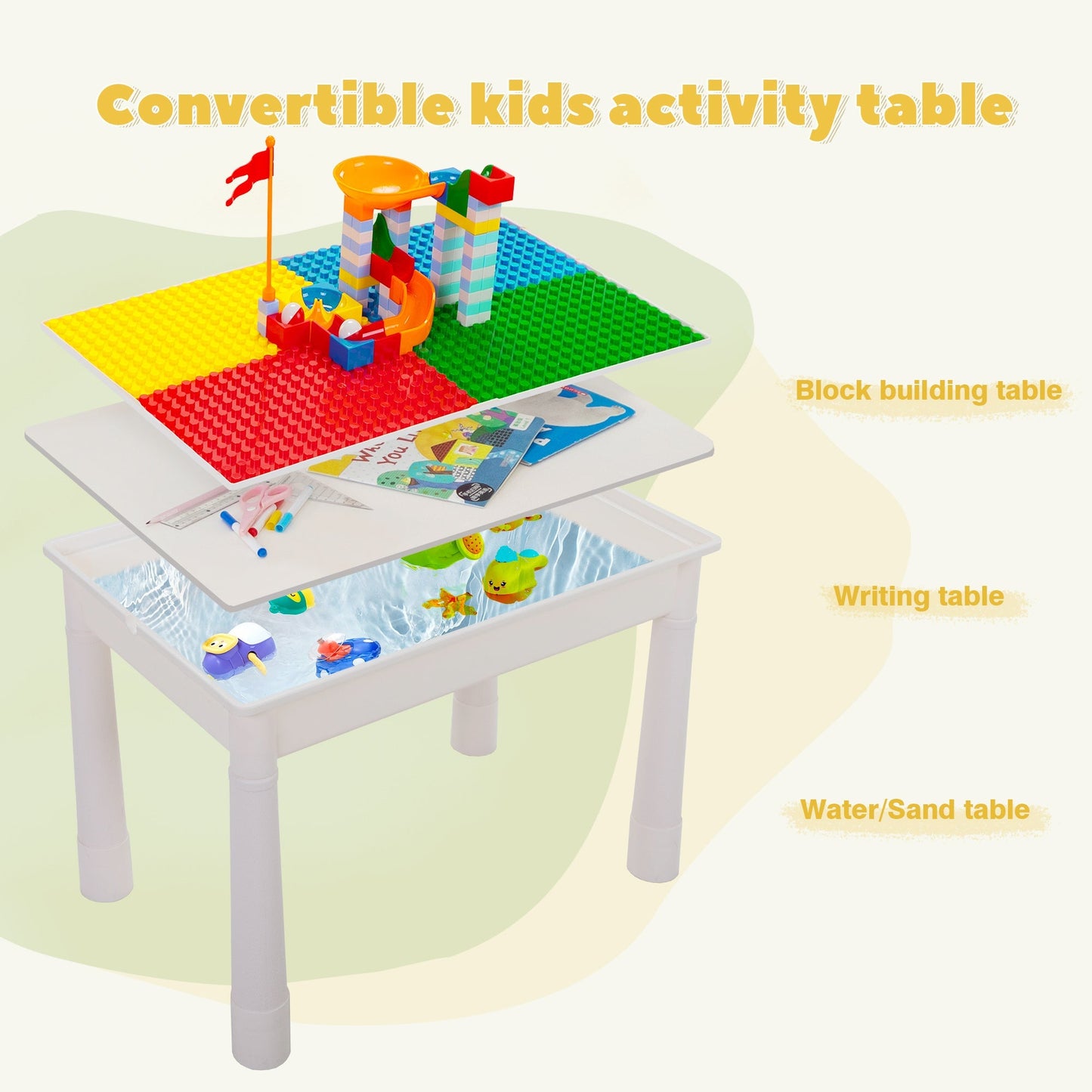 7-in-1 Kids Activity Table Set with Two Chairs Included for Kids' Room detail image - detail view 3