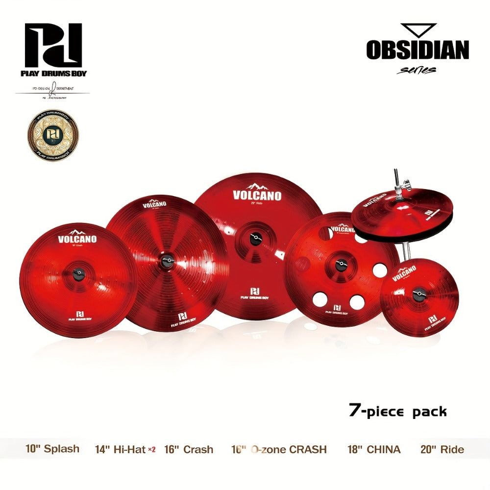 7-Piece Alloy Cymbal Set in Blue, Red or Black for Drum Practice detail image
