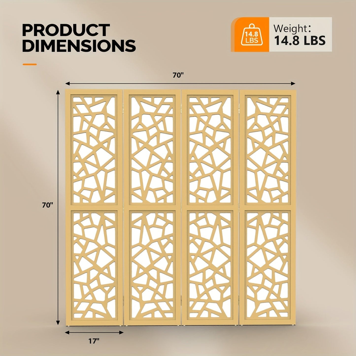 Room Divider shown in the Golden color, 4 panels option