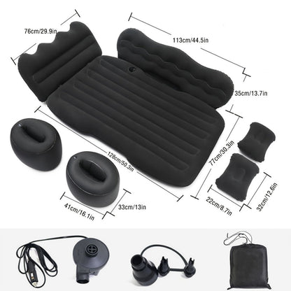 Car Inflatable Mattress for SUV & Sedan – Thickened Back Seat Sleeping Pad with Air Pump & 2 Pillows, Rear Trunk Camping Bed for Road Trips