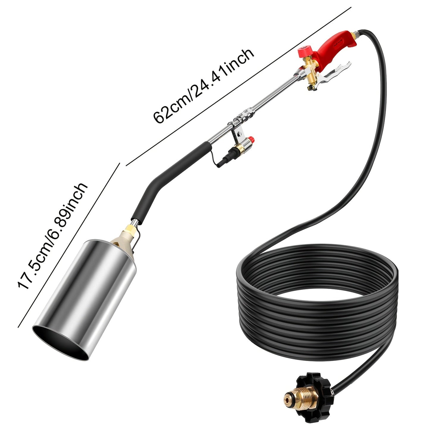Weed Burner Torch Propane with 10ft Hose & Turbine Trigger, High-Output Flame Weeder with Cylinder Converter for Garden Weeding