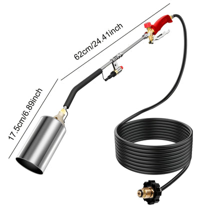 Weed Burner Torch Propane with 10ft Hose & Turbine Trigger, High-Output Flame Weeder with Cylinder Converter for Garden Weeding