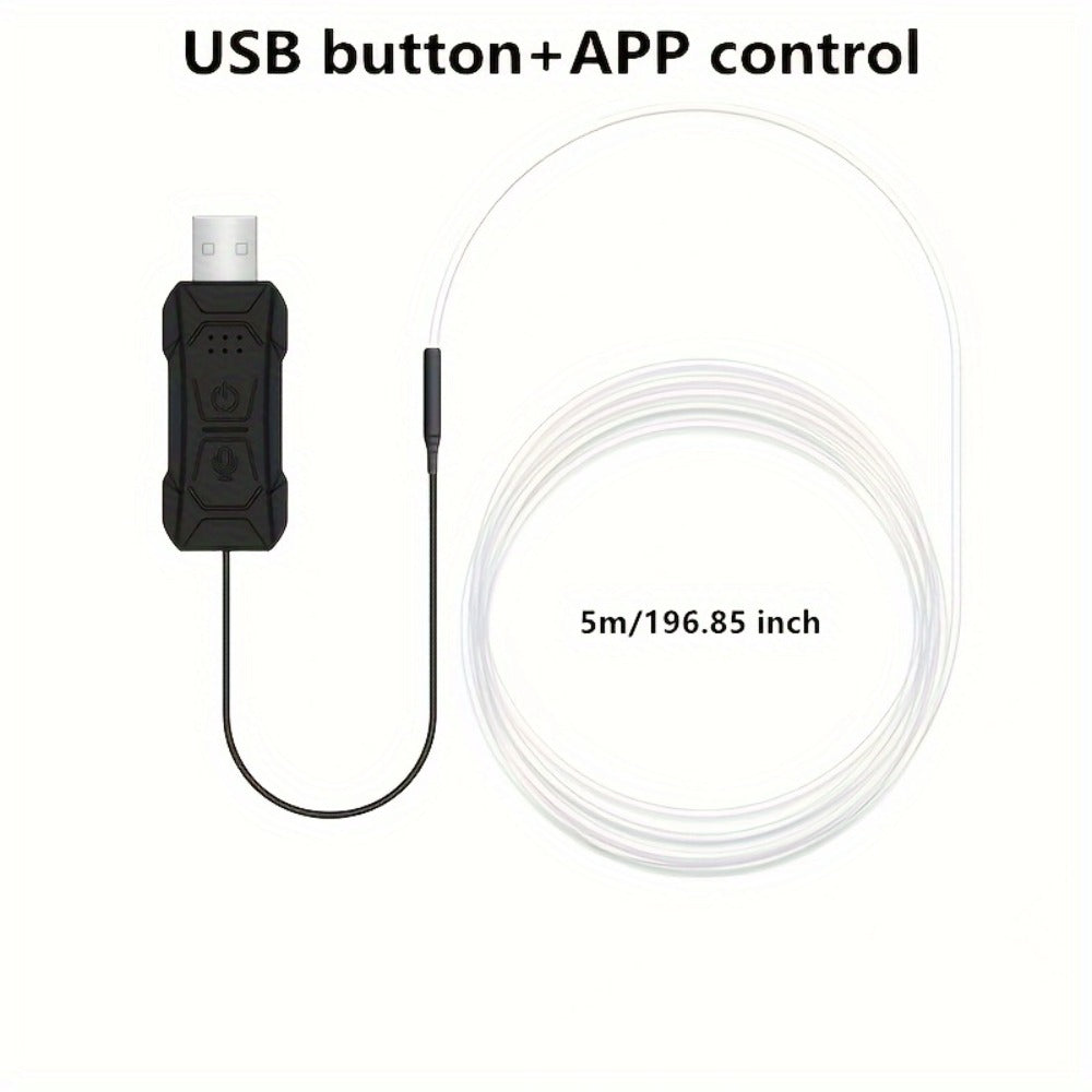 Car Interior Fiber-Style Ambient Light Kit with 5-in-1 Remote or 196.85-Inch App-Control Checkout Options