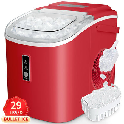 Self-Cleaning Ice Maker Countertop 8 Cubes in 6 Minutes, 2 Ice Sizes S/L, 26-Per Day, Smart ICE FULL & ADD WATER Indicators