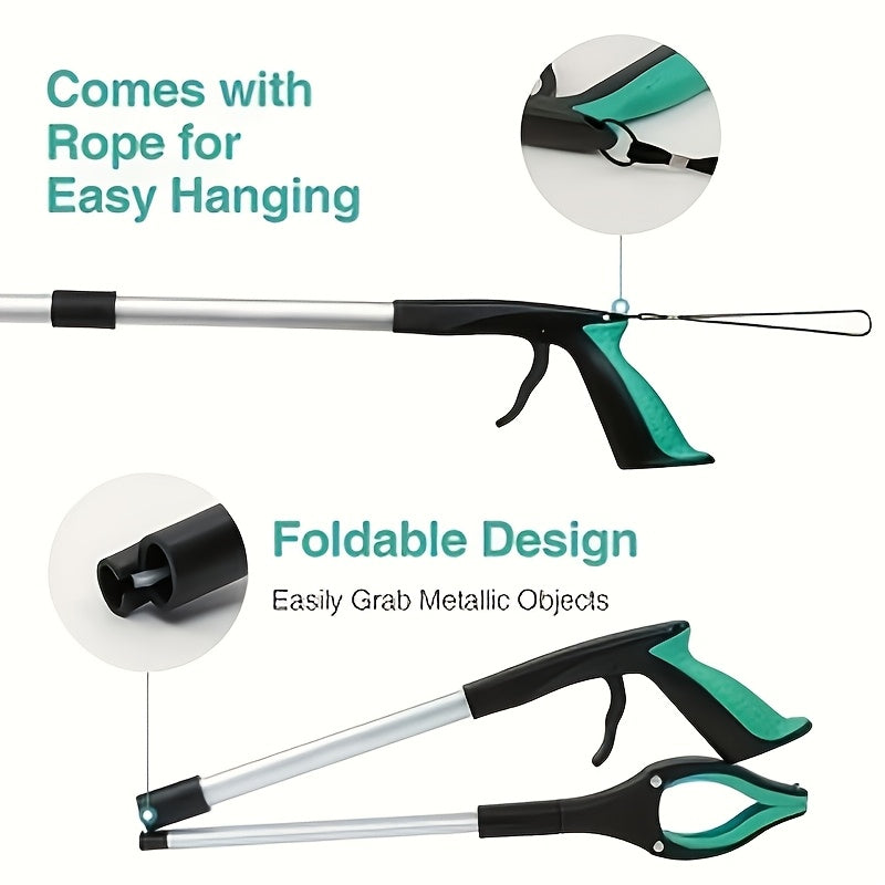 32-Inch Foldable Grabber Reacher with Extendable Arm and Anti-Slip Grip for Home, Office, Garage and Everyday Pickup Tasks