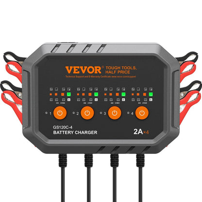 Smart Battery Charger 8A VEVOR Intelligent Charger & Maintainer for LiFePO4, AGM, Gel, SLA & Lead-Acid Batteries