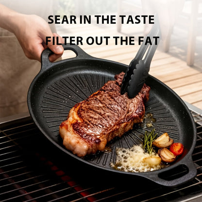 BBQ Griddle Pan Non-Stick with Oil Drain Groove & Double Handles for Home Cooking, Dining and Outdoor Meals